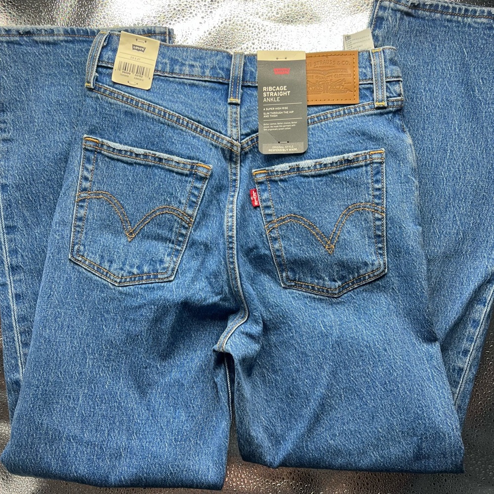 REVOLVE Blue Straight Leg Jeans - Picture 9 of 12